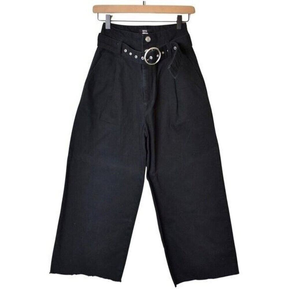BDG Urban Outfitters Cropped Cara Culotte High Rise Wide Leg Belted Jeans